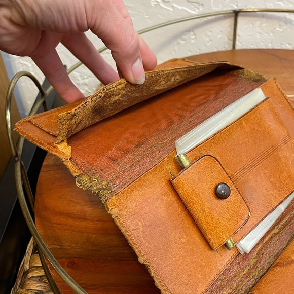 🌻VTG Leather Mayan Calendar Tri Fold Wallet - Picture 8 of 10